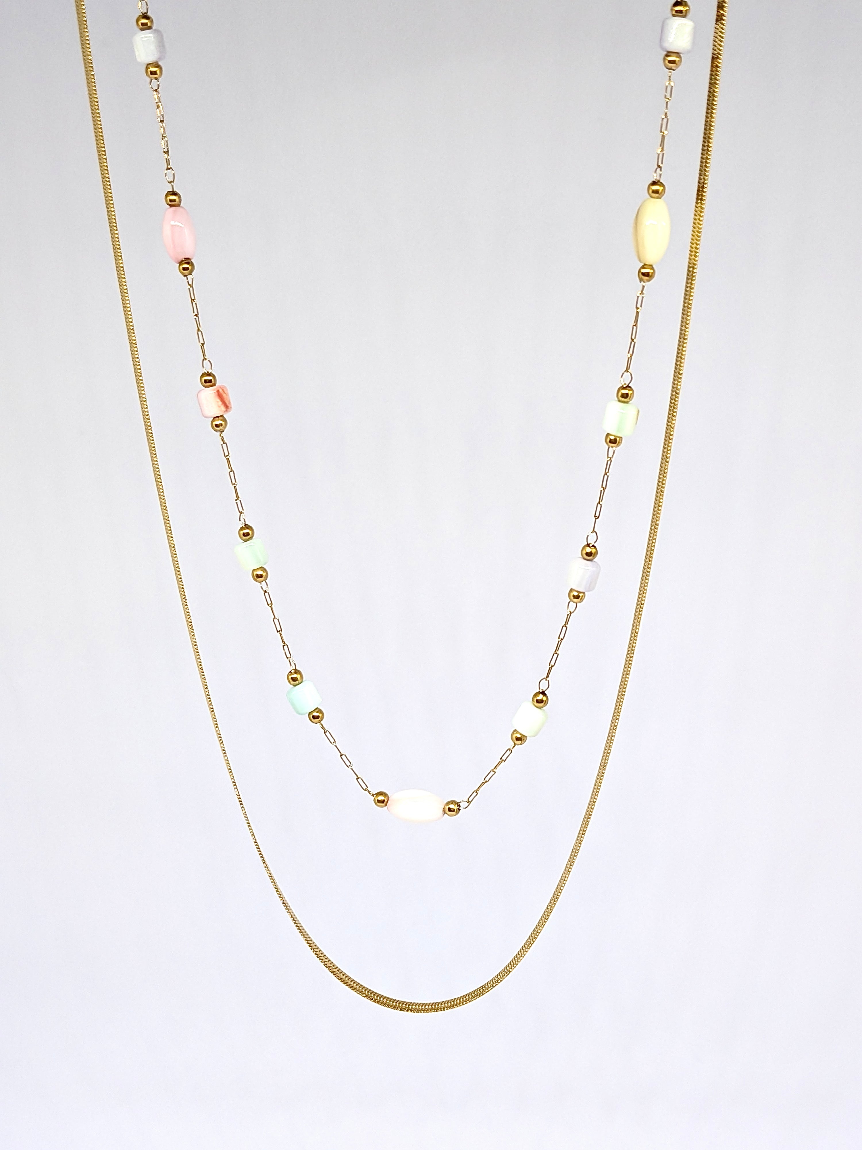 beads and snake chain necklace