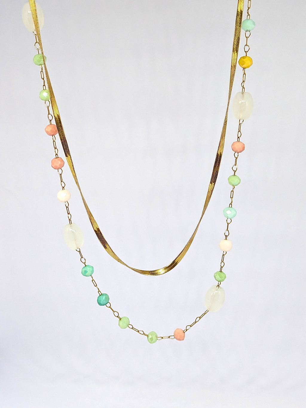 Bold beads snake chain necklace