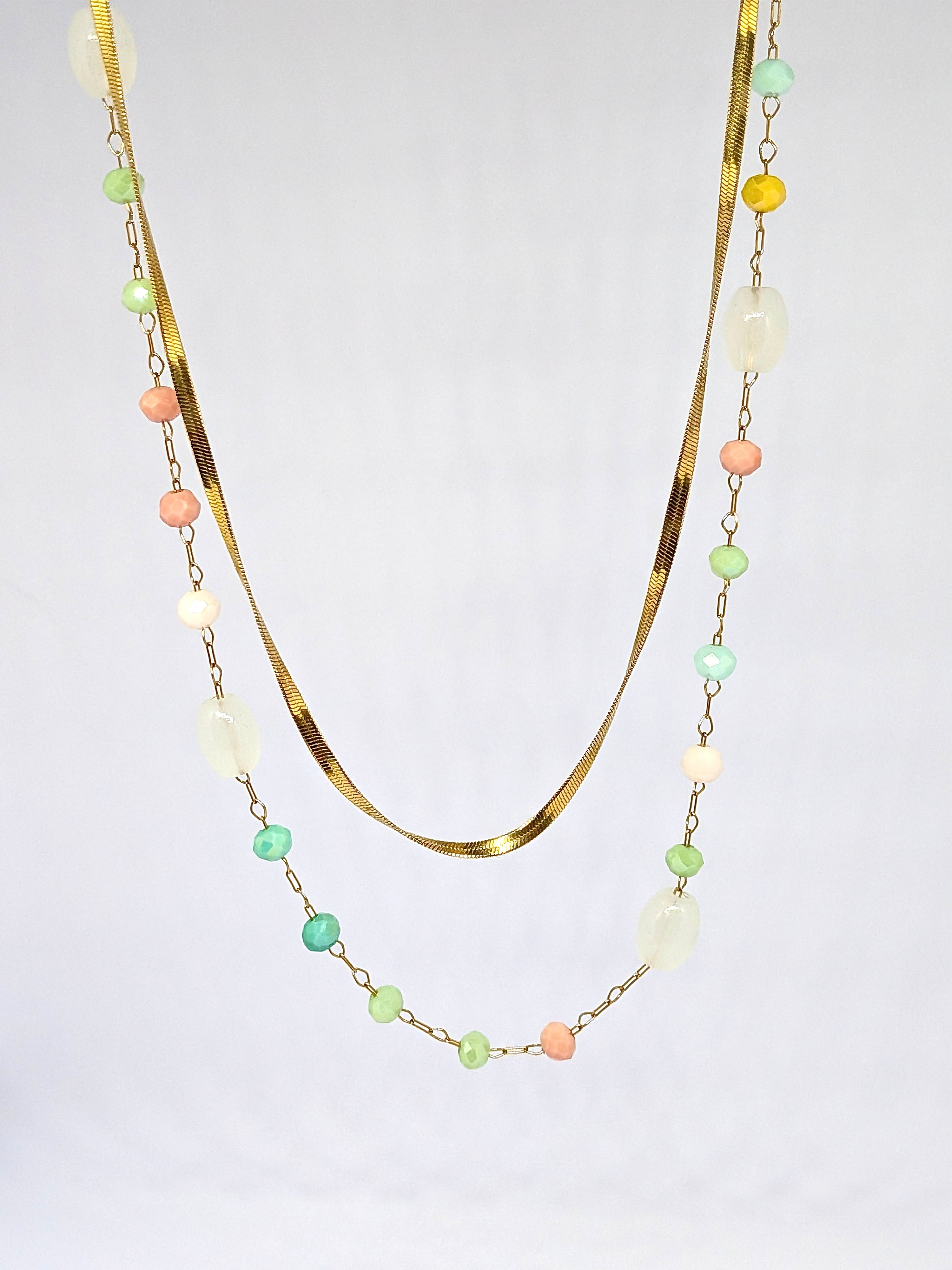Bold beads snake chain necklace