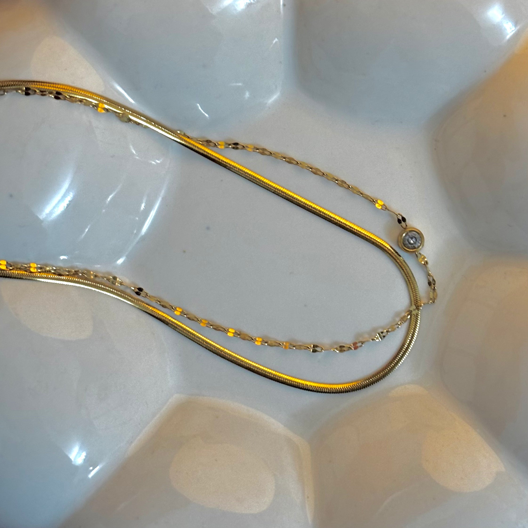 Double layer slither and diamond anklet