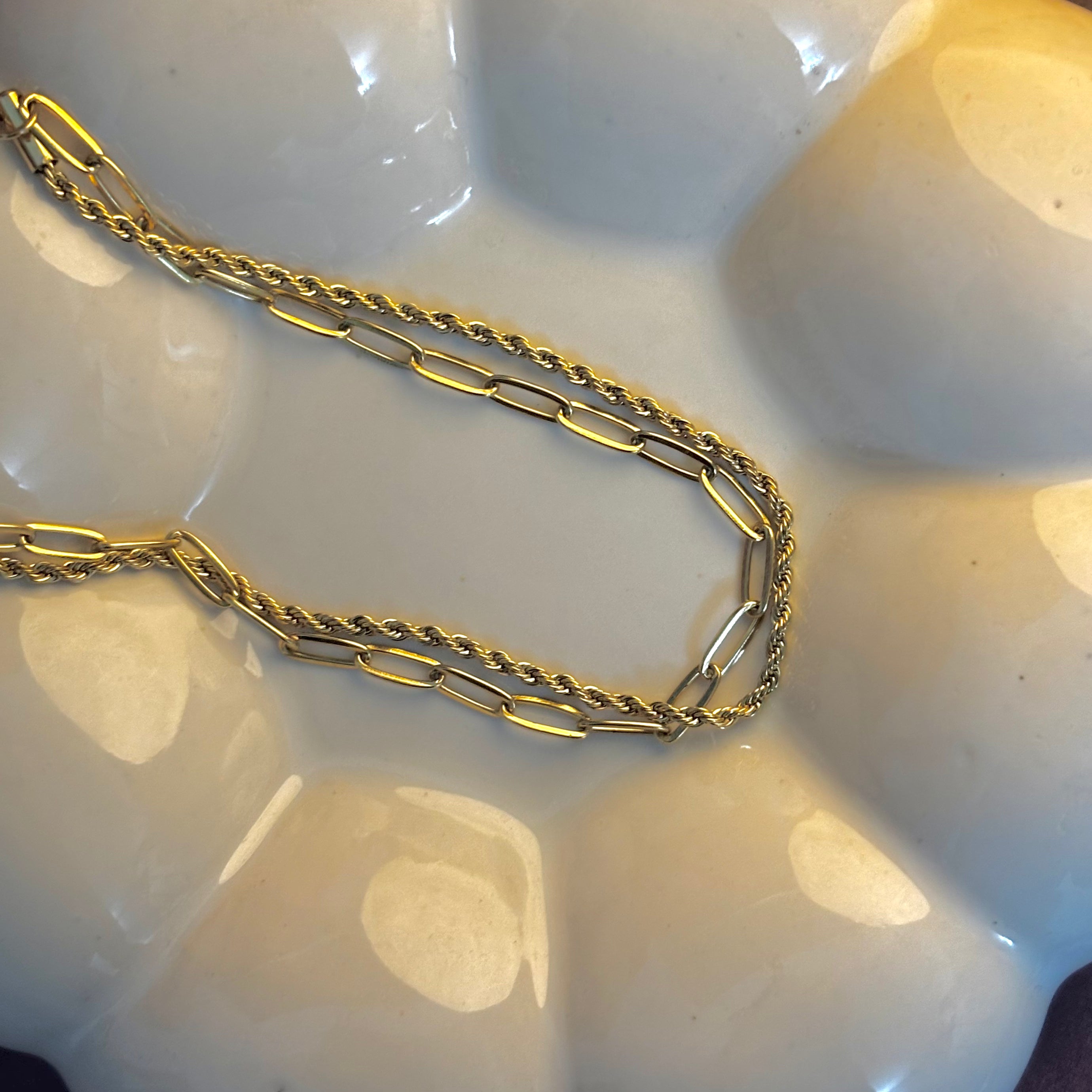 Double layer rope and chain anklet