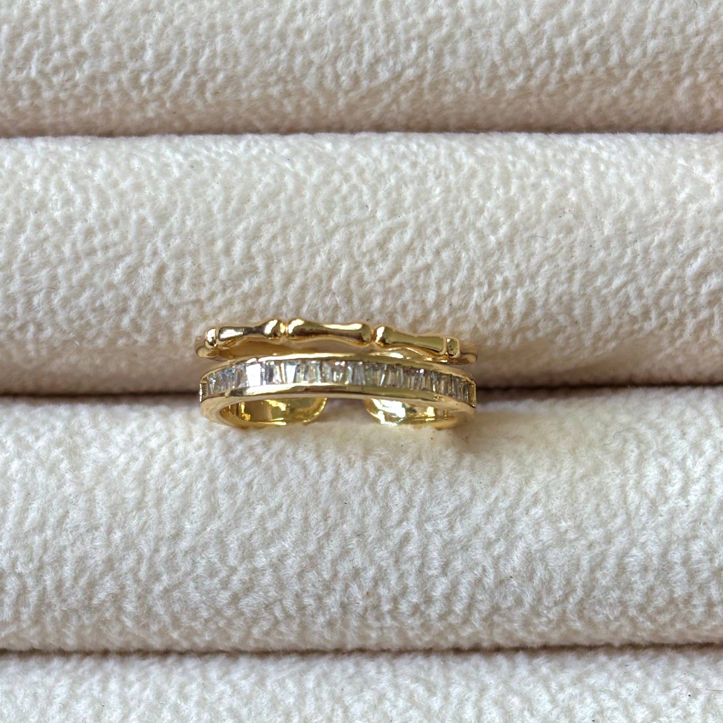 Double layer studded bamboo ring