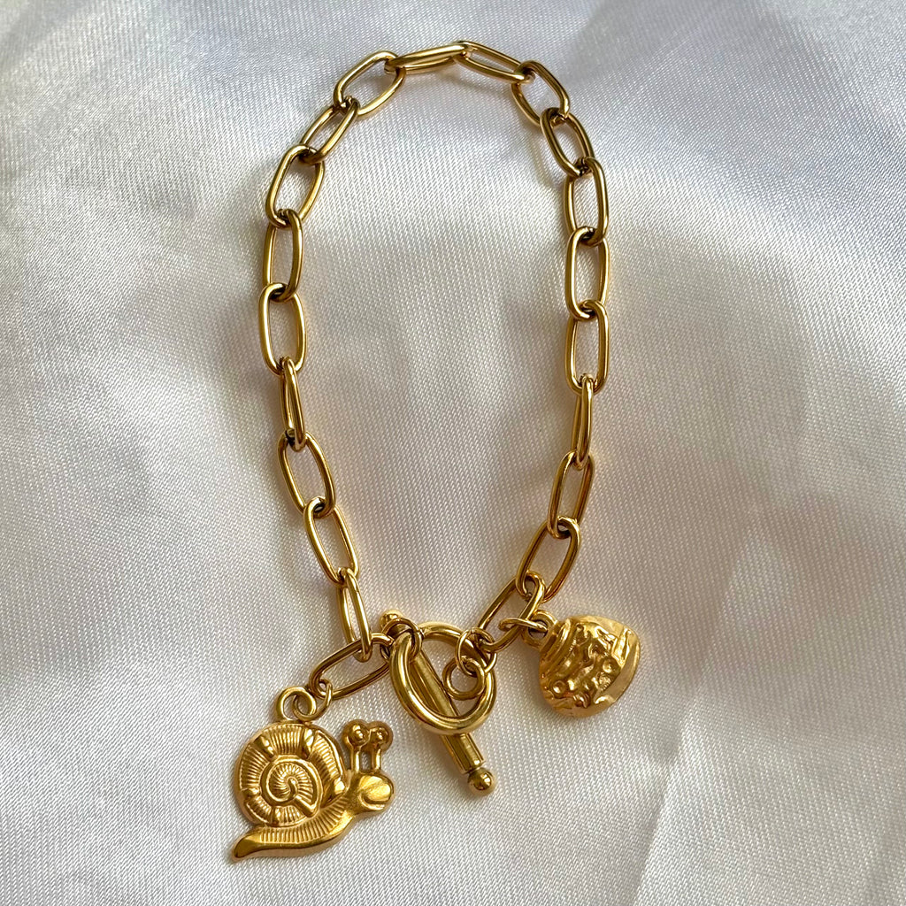 Snail and shell bracelet