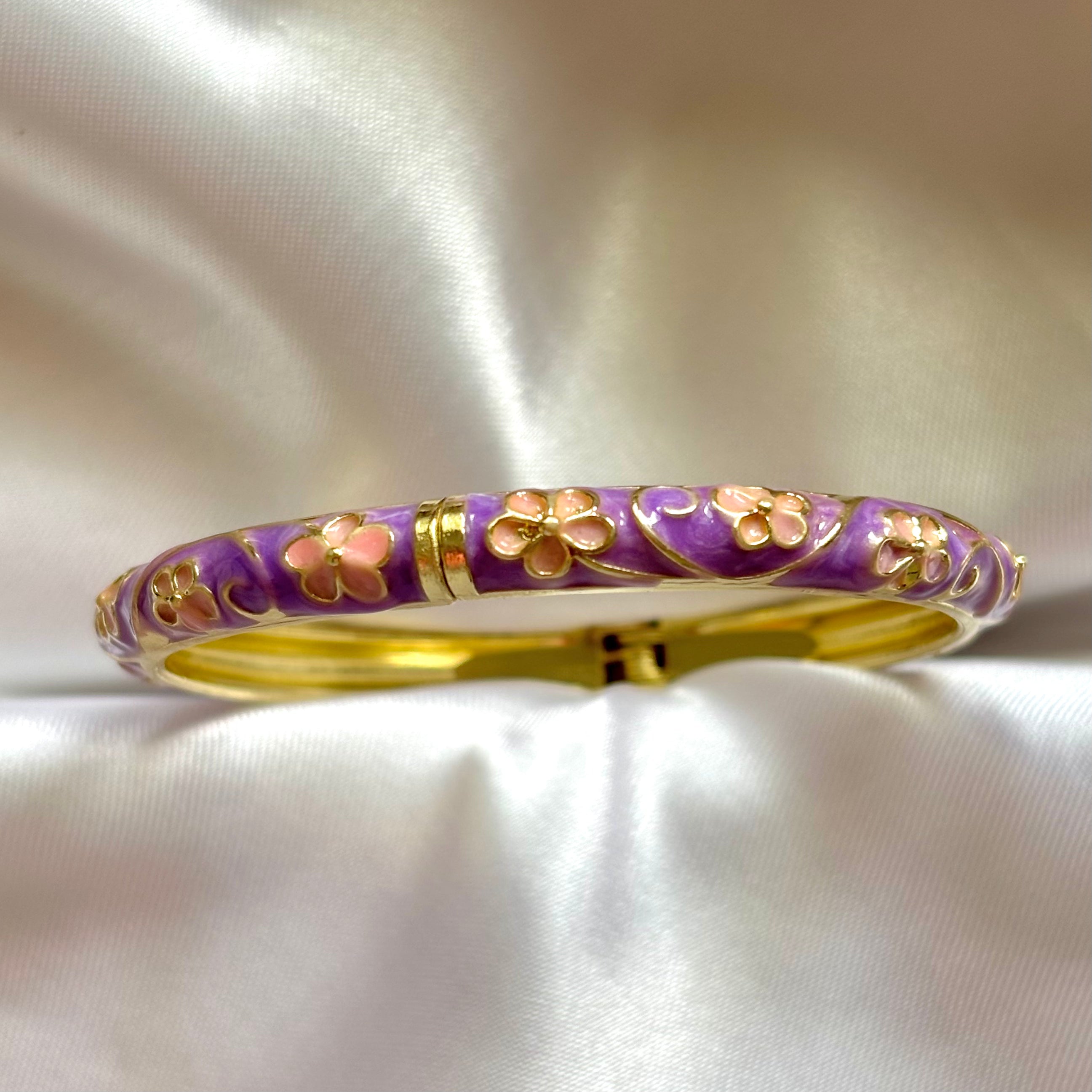 Pink purple floral enamel kada