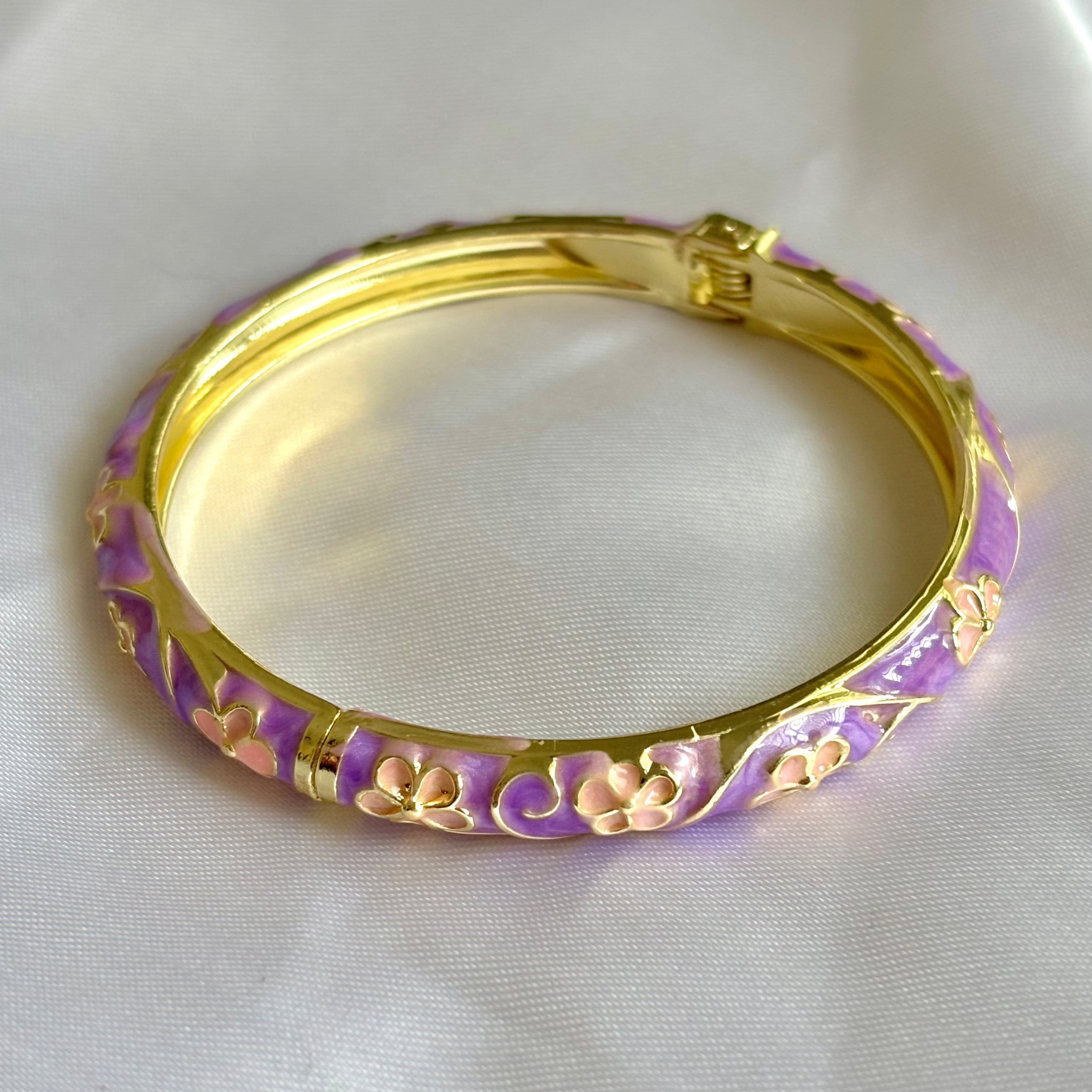 Pink purple floral enamel kada