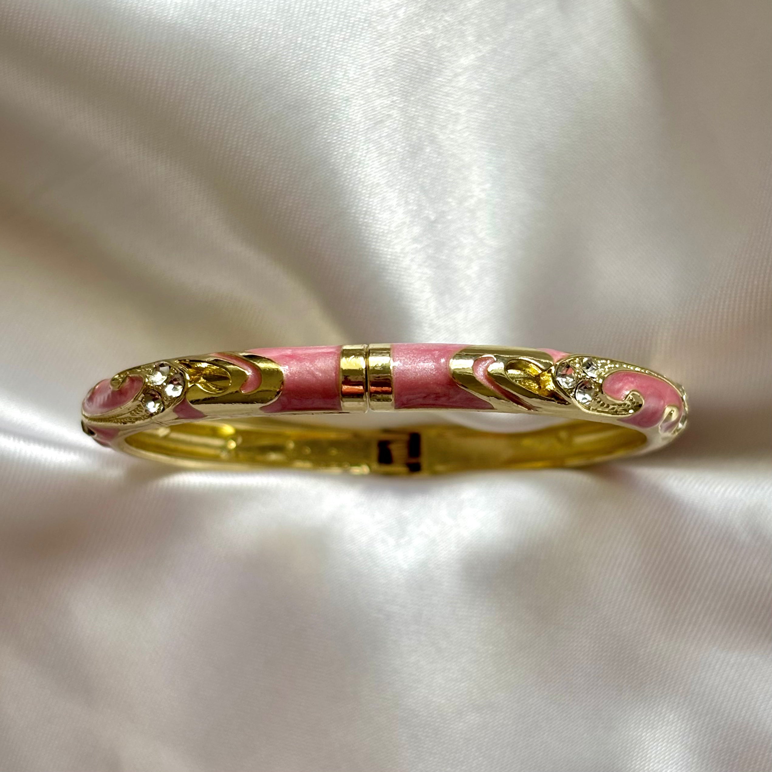 Dusty pink and golden enamel kada