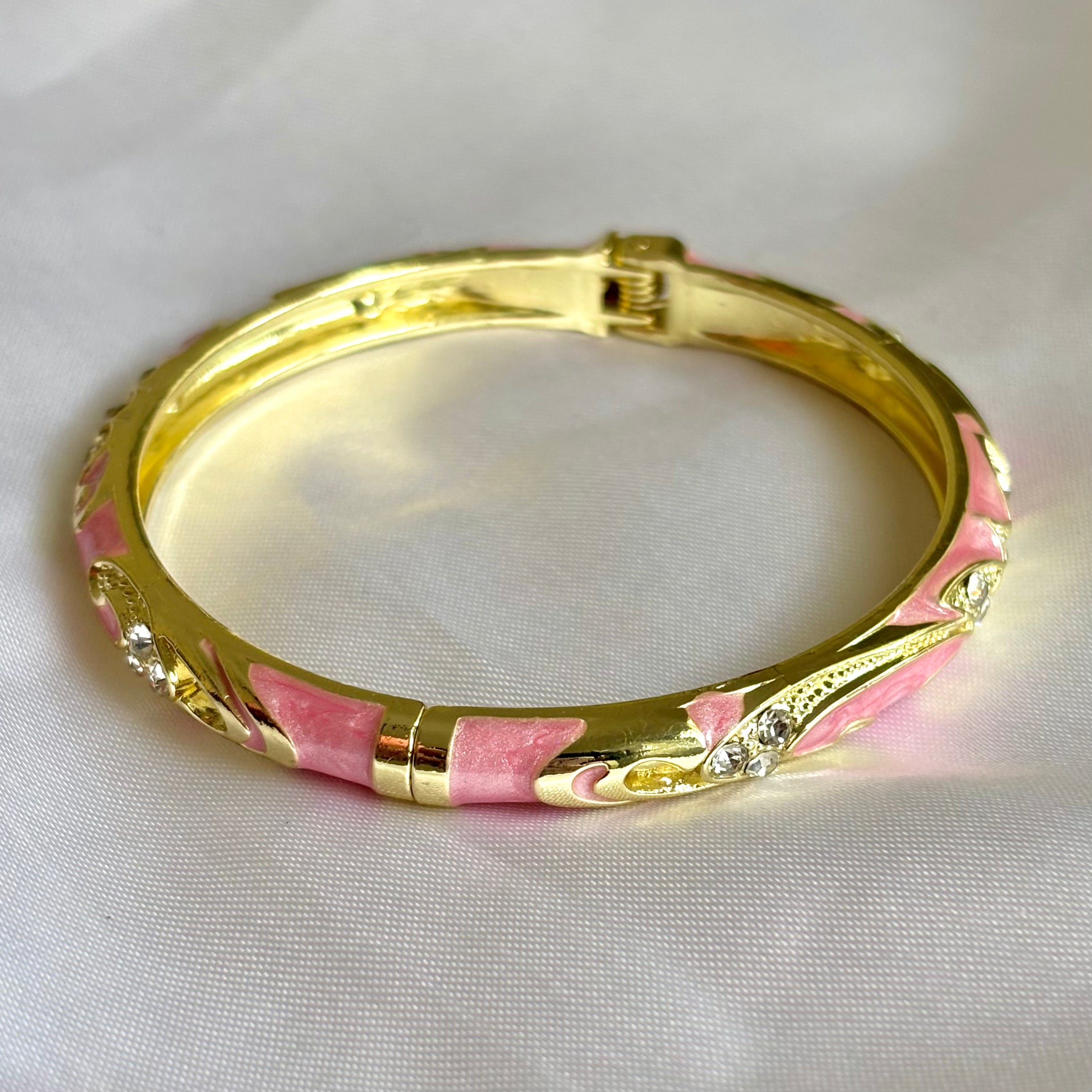 Dusty pink and golden enamel kada