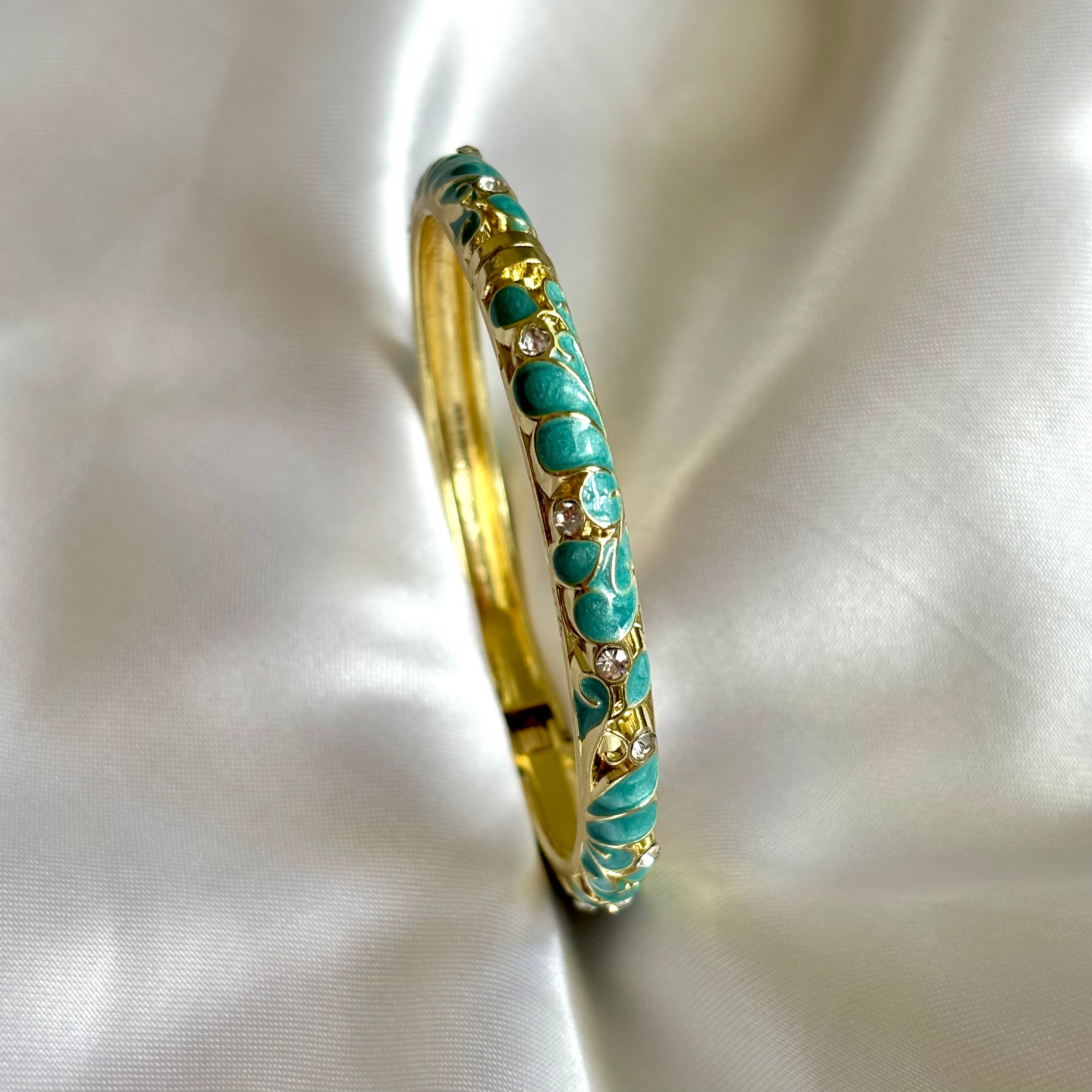 Teal leafy enamel kada