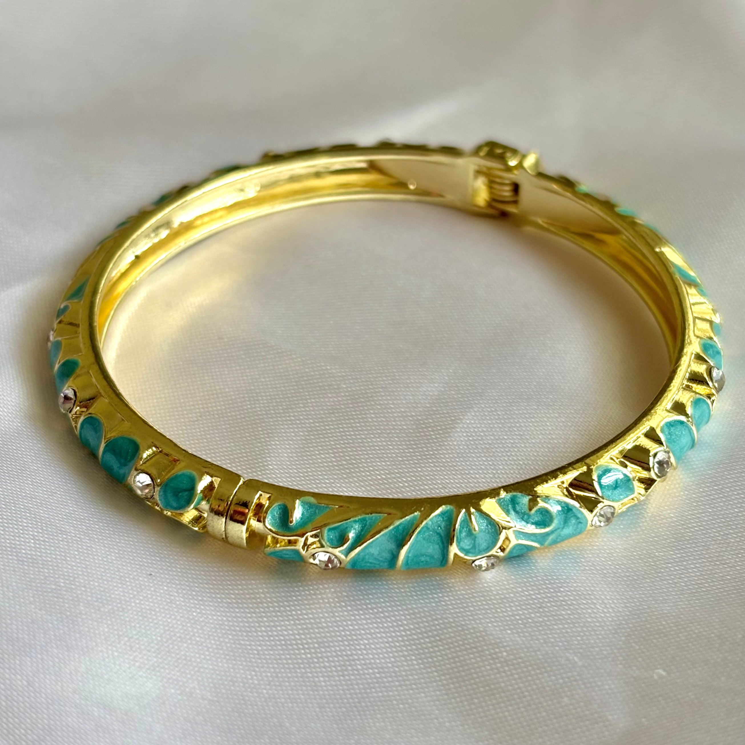 Teal leafy enamel kada