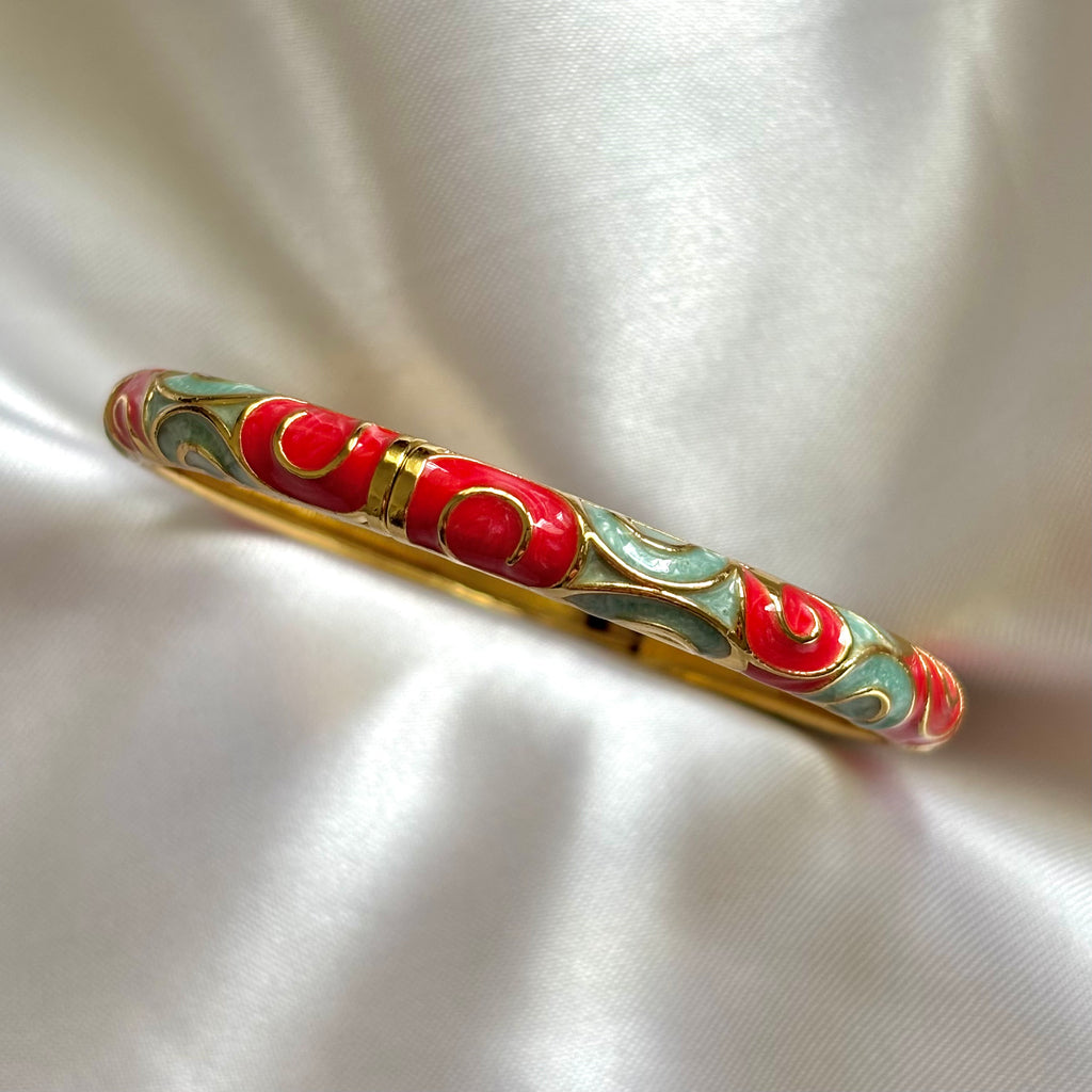 Bright red and blue enamel kada