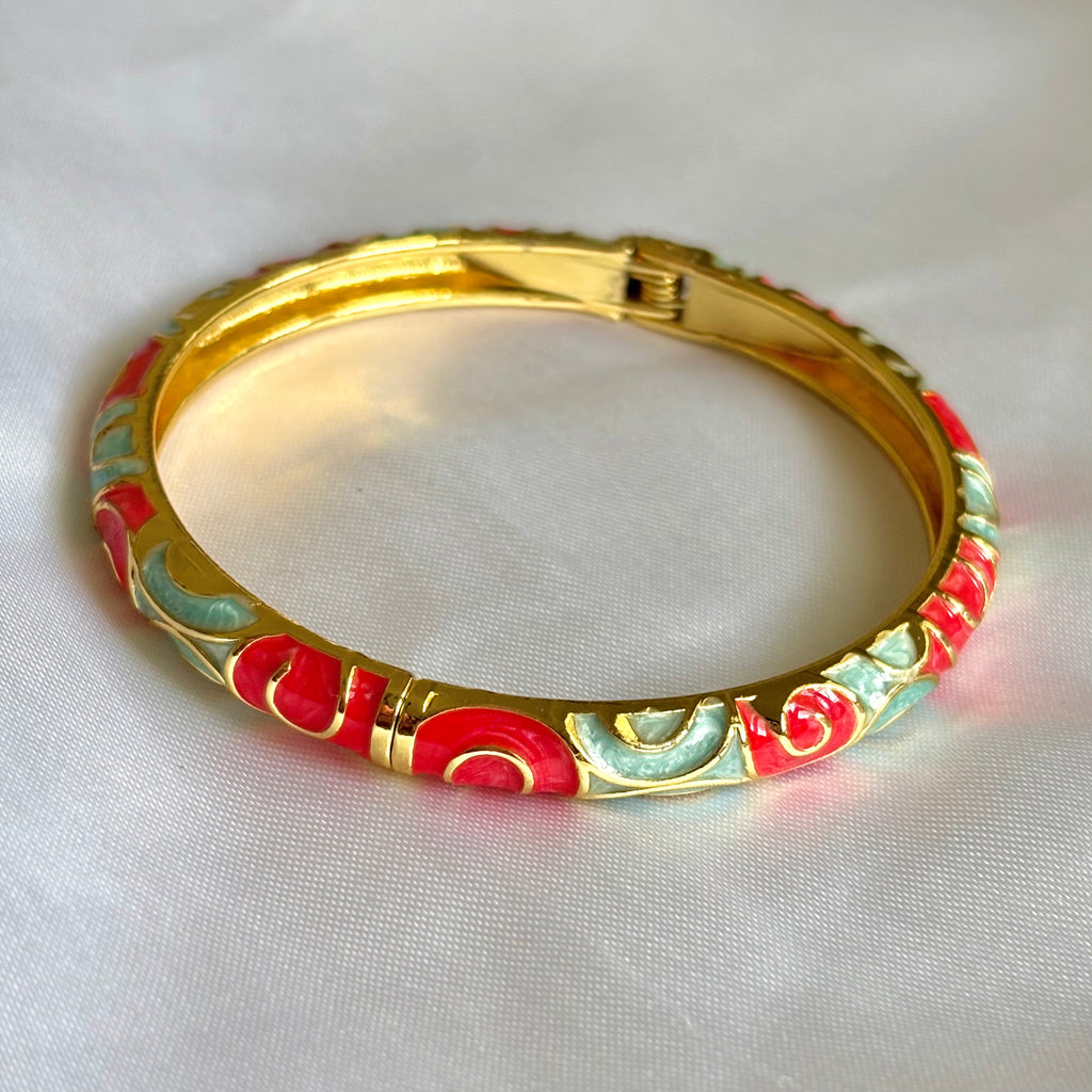 Bright red and blue enamel kada