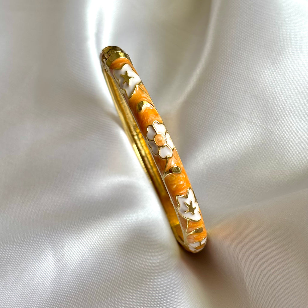 Orange floral enamel kada