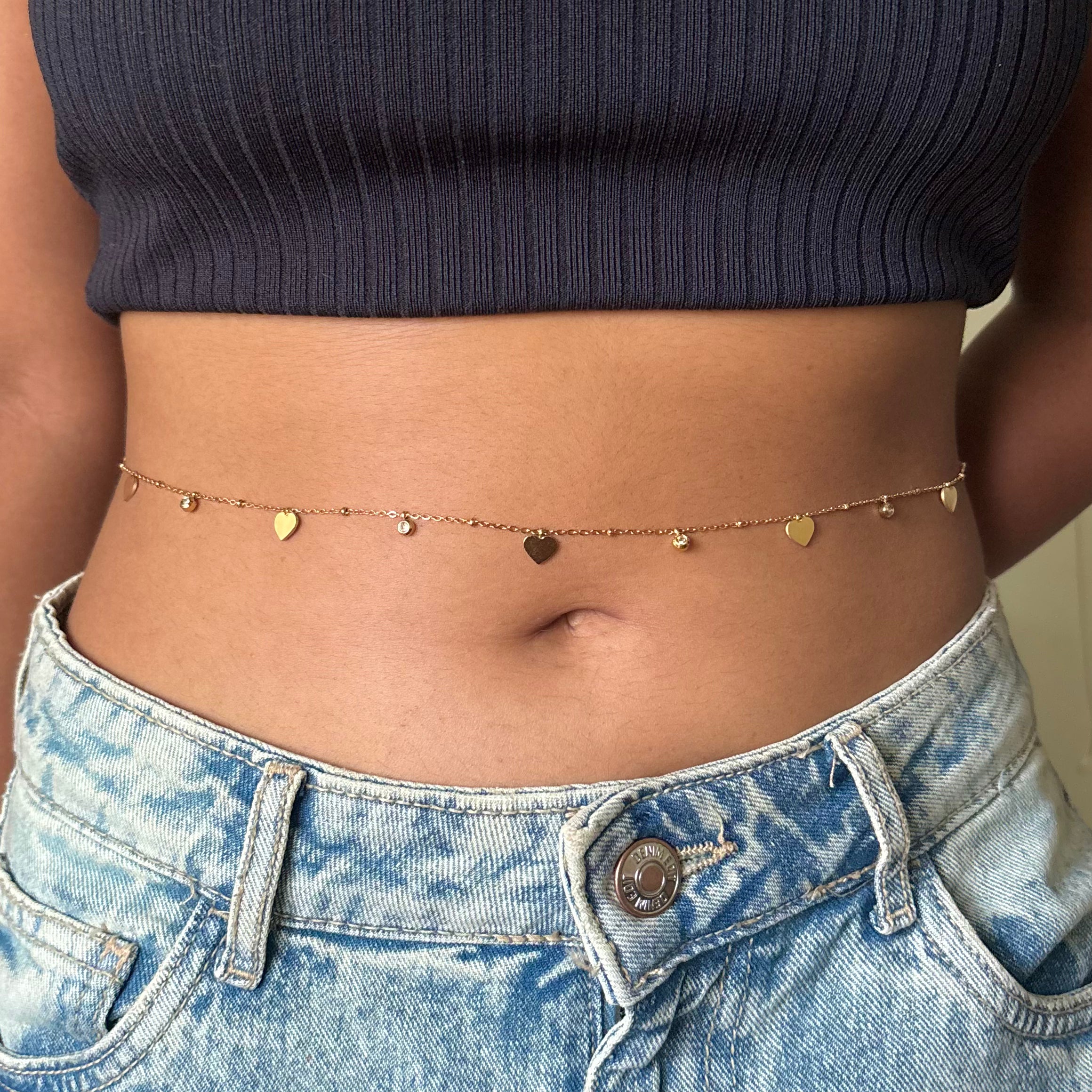 Elegance in heart waist chain