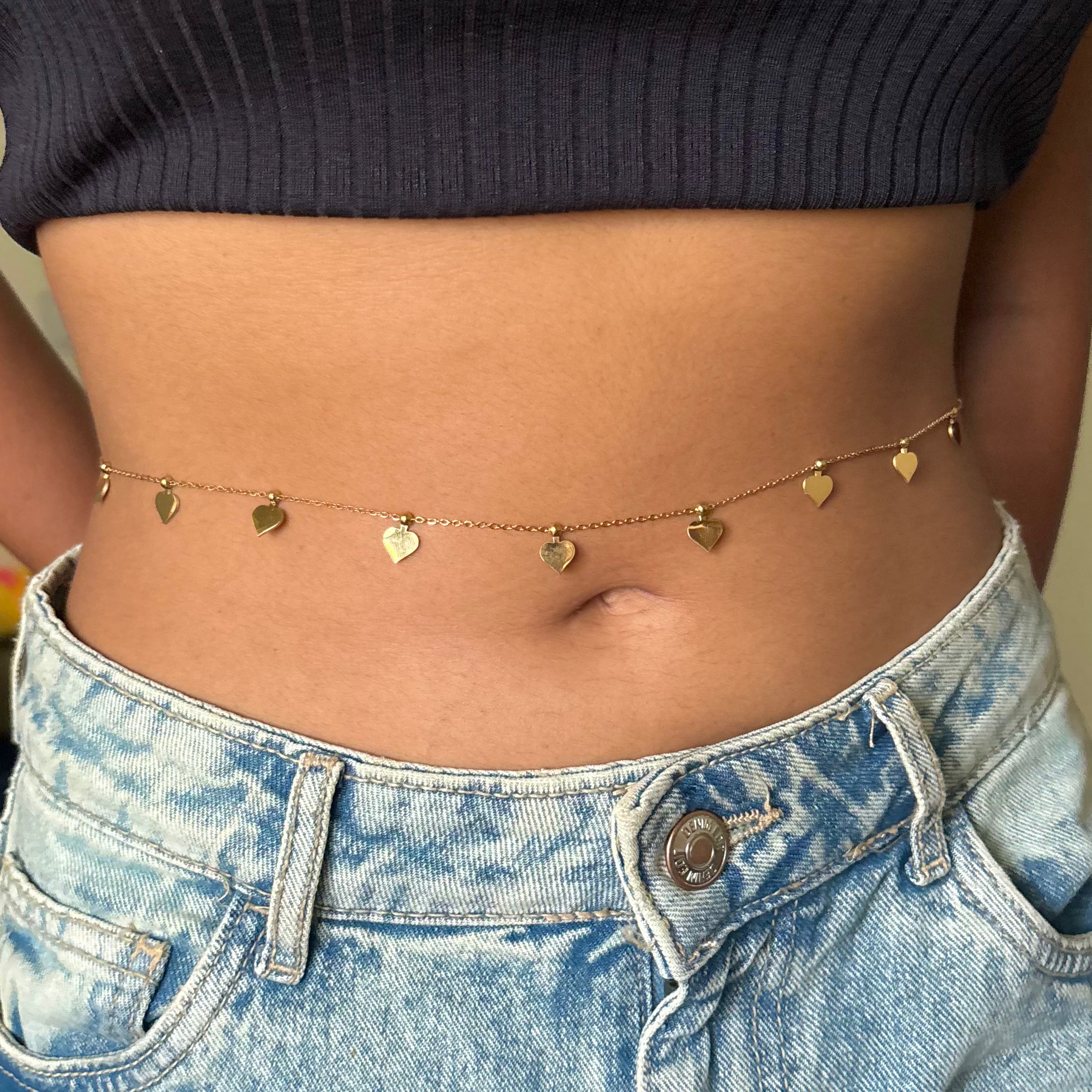 Peepal hearts waist chain