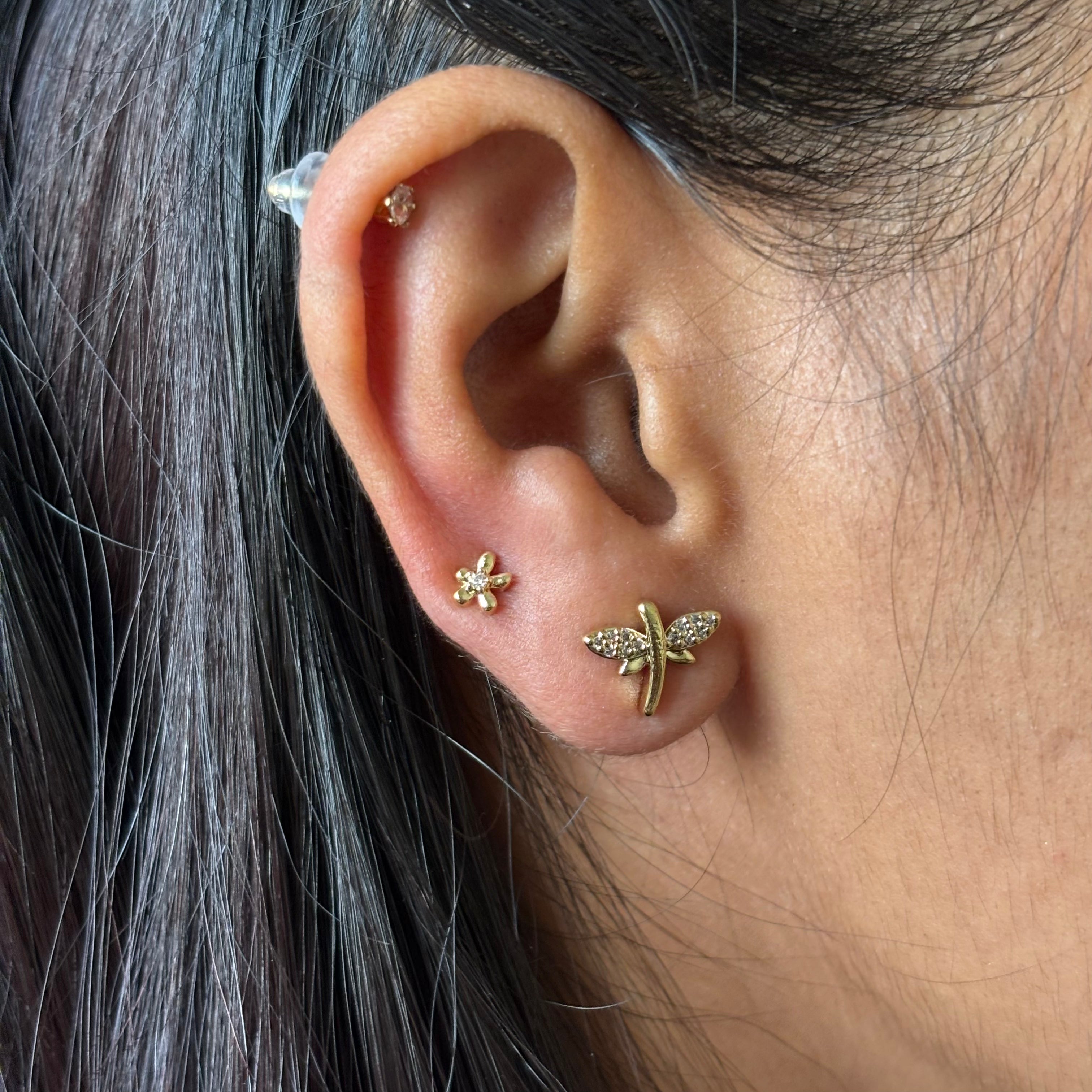 Butterfly and flower set of 3 studs