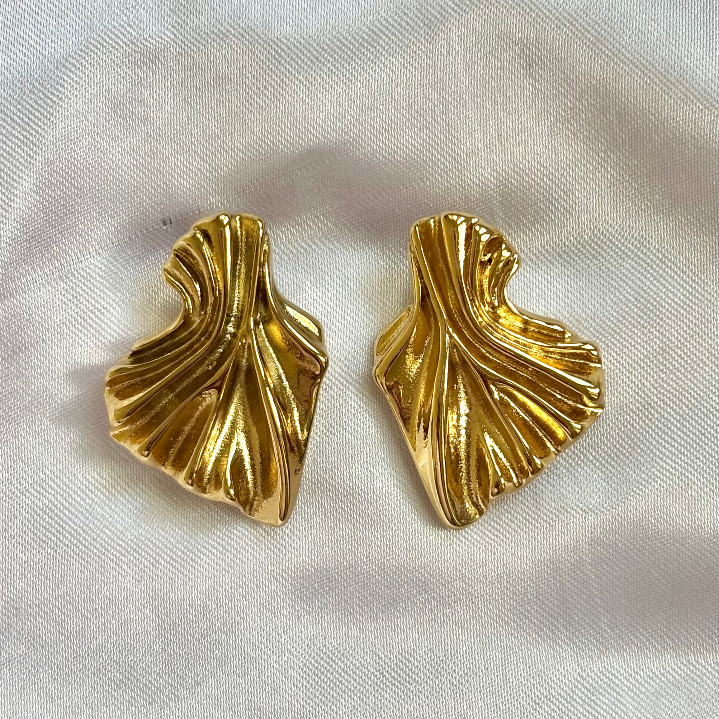 Draped fabric texture abstract earrings