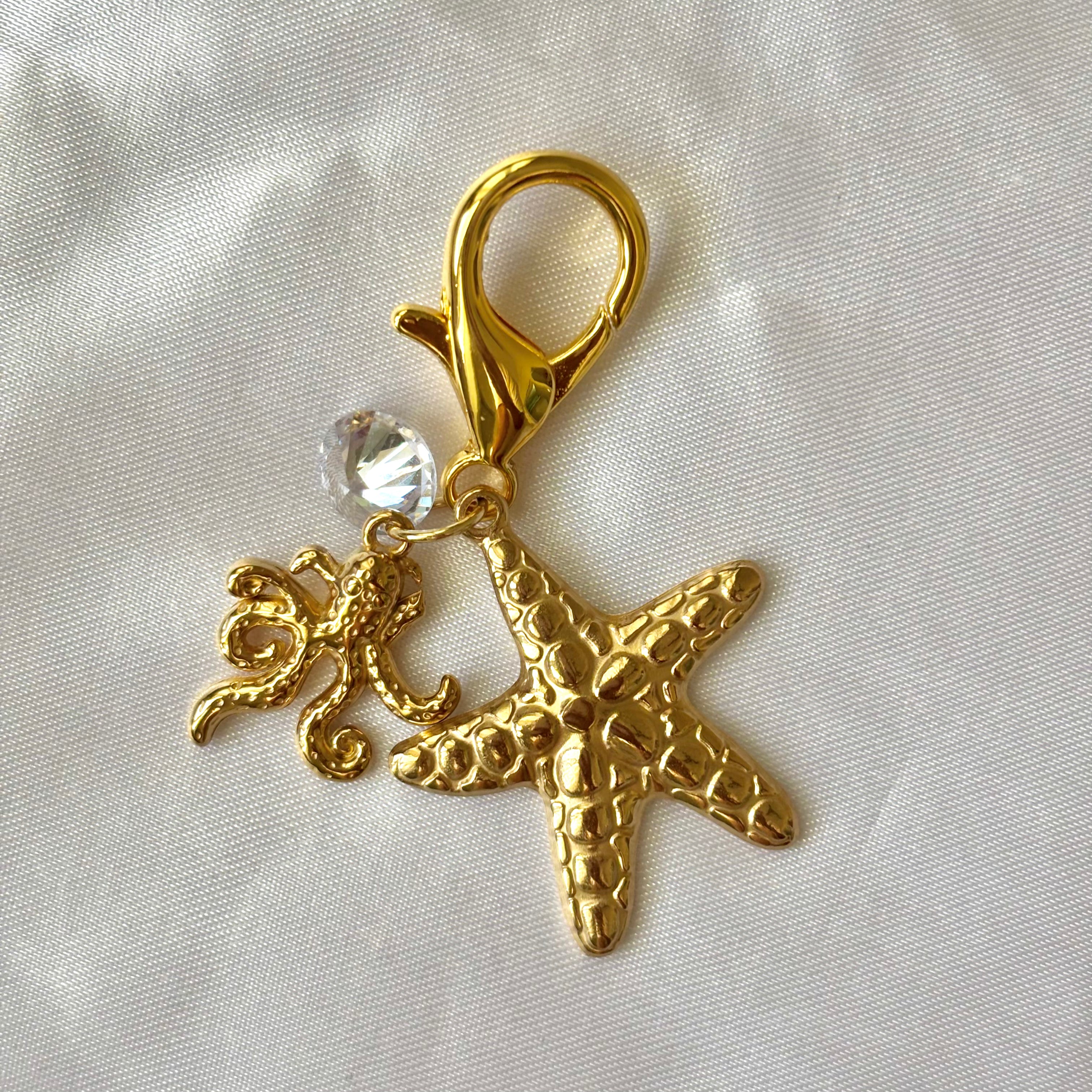 Octopus and starfish keychain