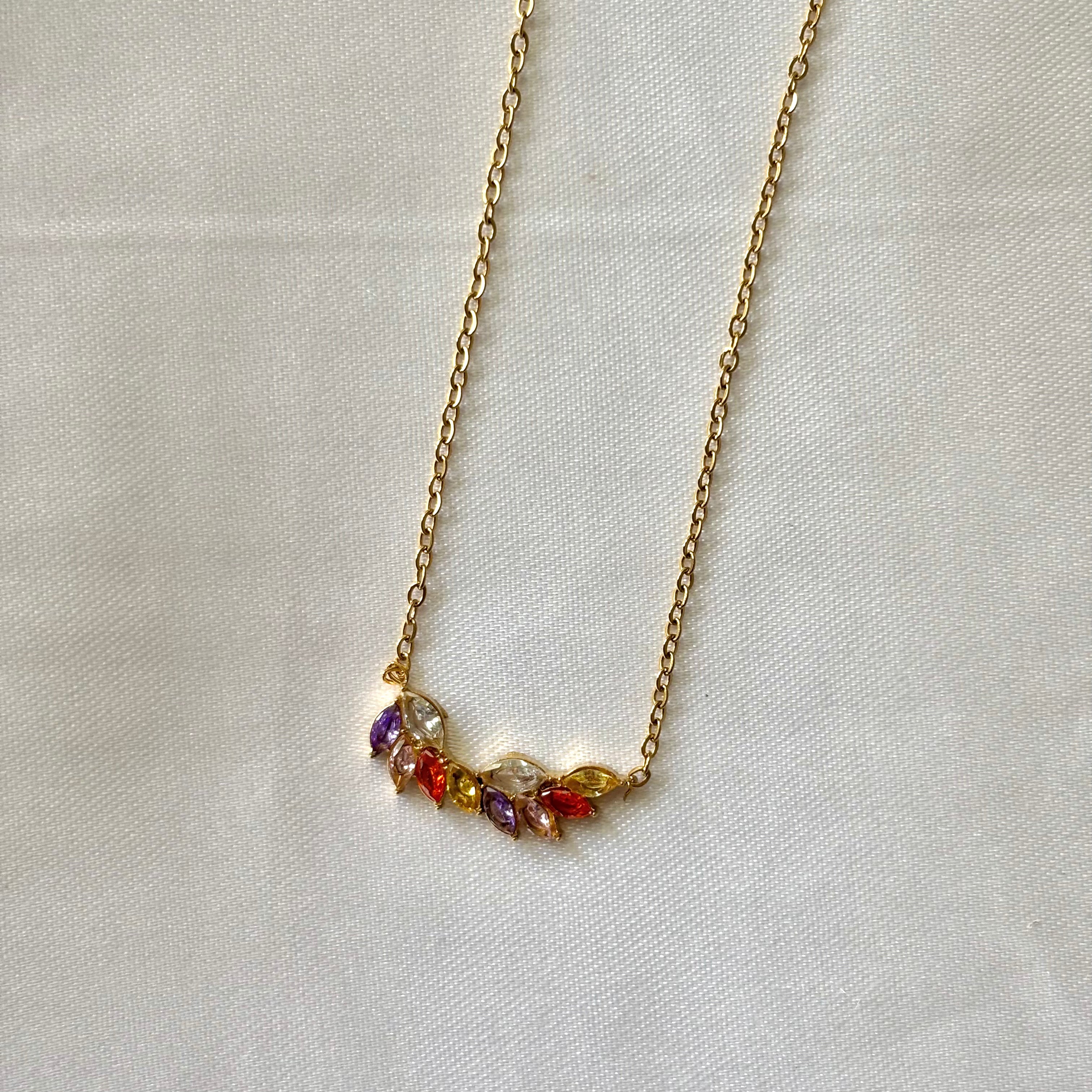 Red-purple feather pendant