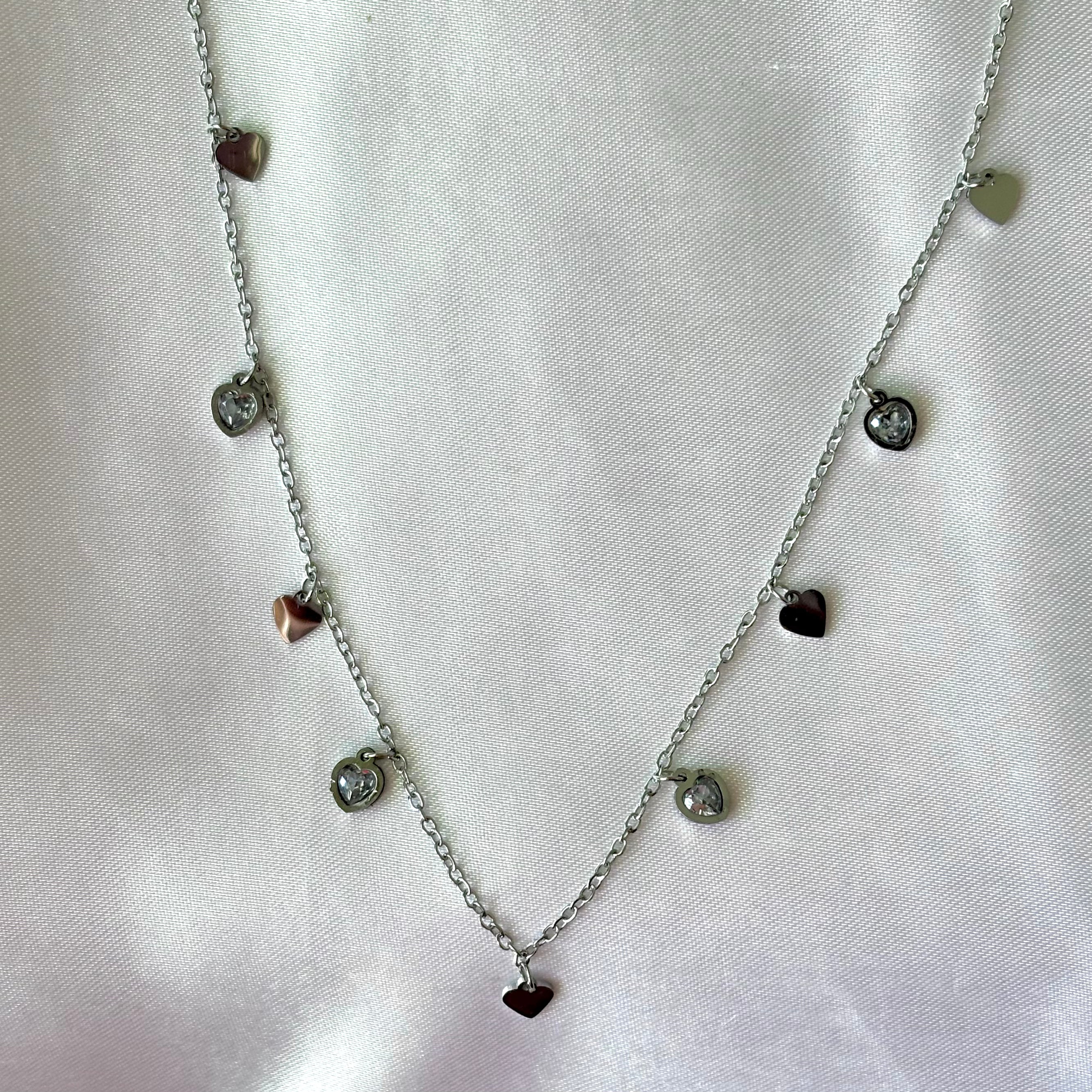 Diamonds and hearts charmed neckpiece
