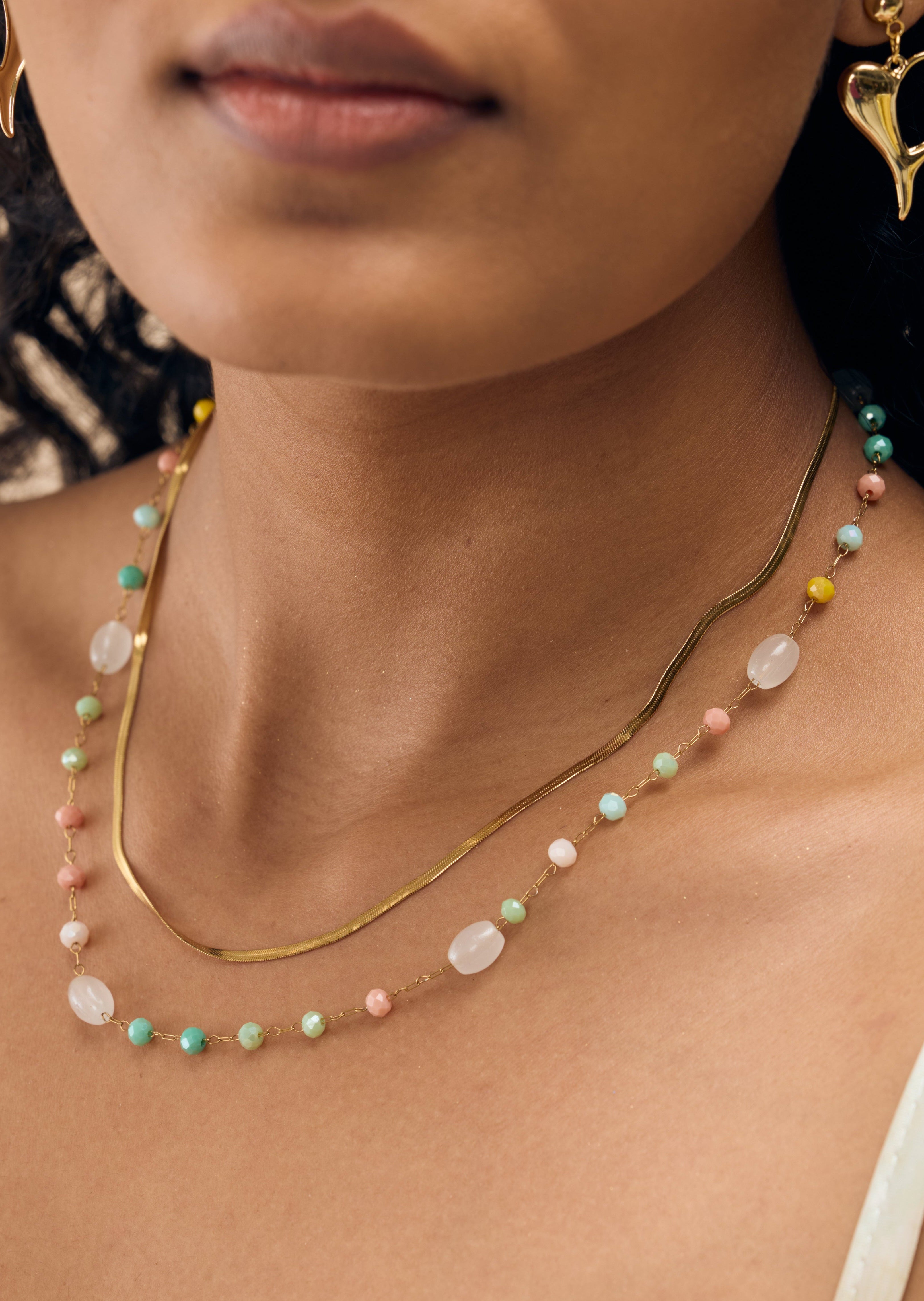 Bold beads snake chain necklace